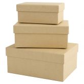 Set 3 cutii blank mucava patrate - Docrafts